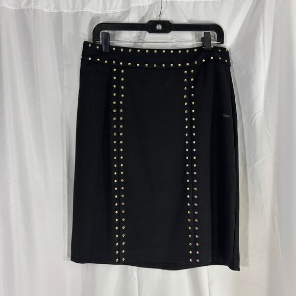New York & Company Dresses & Skirts - NWT New York & Company Size 12 Black Gold Tone Studded Pencil Skirt workwear